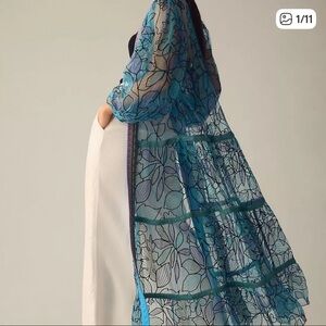 Anthropologie x Bl-nk London Sheer Embroidered Kimono Duster
